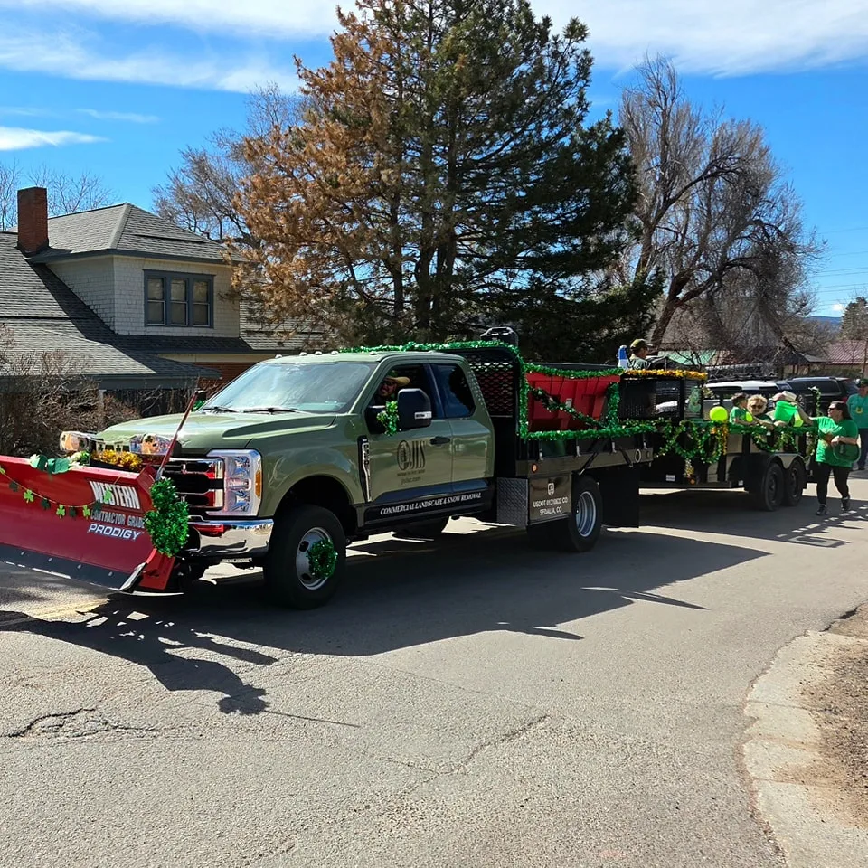 JLS Landscape truck decorated for local Christmas parade